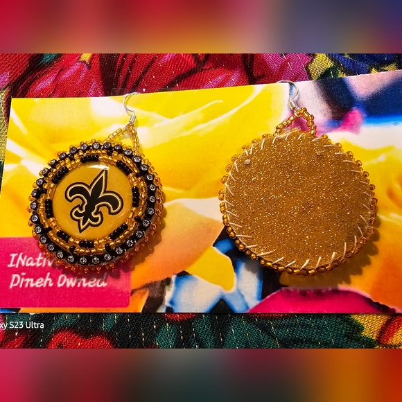 Native American Beaded Powwow Earrings. Team Earrings. - Picture 2 of 2